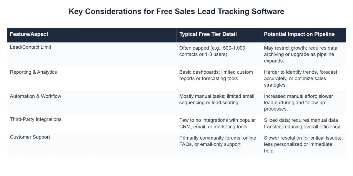 Key Considerations for Free Sales Lead Tracking Software
