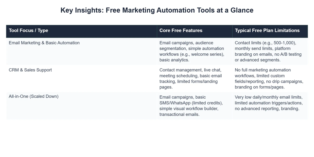 Key Insights: Free Marketing Automation Tools at a Glance