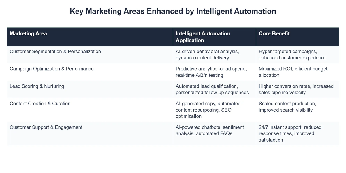 Key Marketing Areas Enhanced by Intelligent Automation