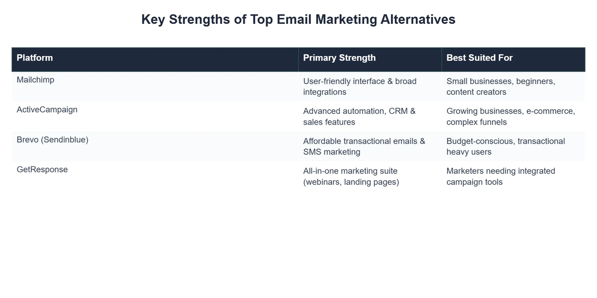 Key Strengths of Top Email Marketing Alternatives
