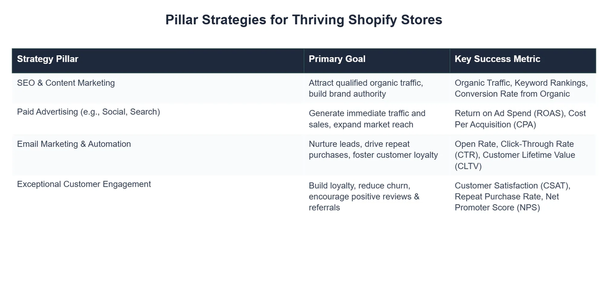 Pillar Strategies for Thriving Shopify Stores