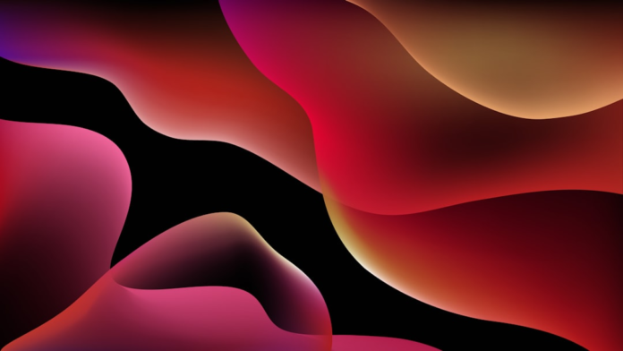 Vibrant, luminous abstract shapes in gradients of red, pink, and orange undulate across a black background, symbolizing the dynamic flow of marketing automation.