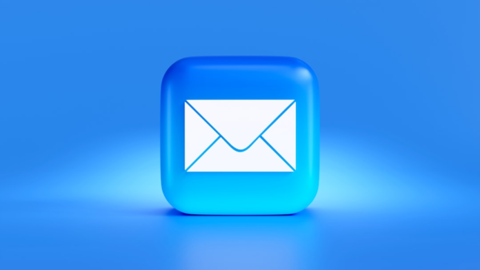 A vibrant blue 3D icon featuring a white email envelope sits on a gradient blue background, symbolizing email marketing campaigns and digital communication.