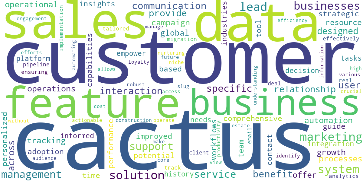 Word cloud for article: Cactus CRM: Features and Benefits for Business Growth