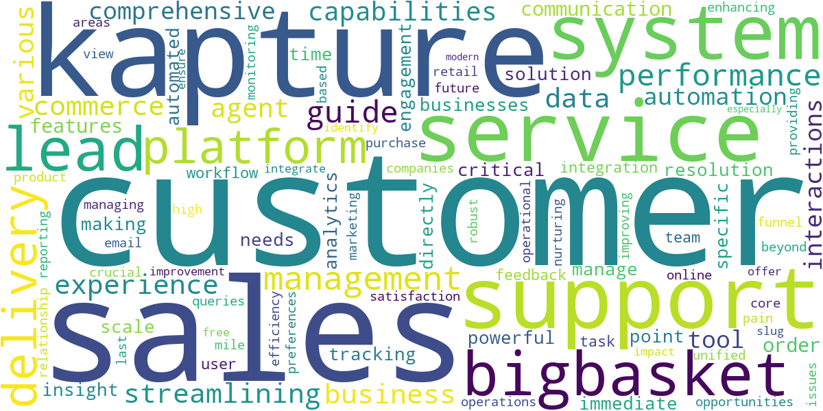 Word cloud for article: Kapture CRM: Streamlining Sales for BigBasket & Other Businesses