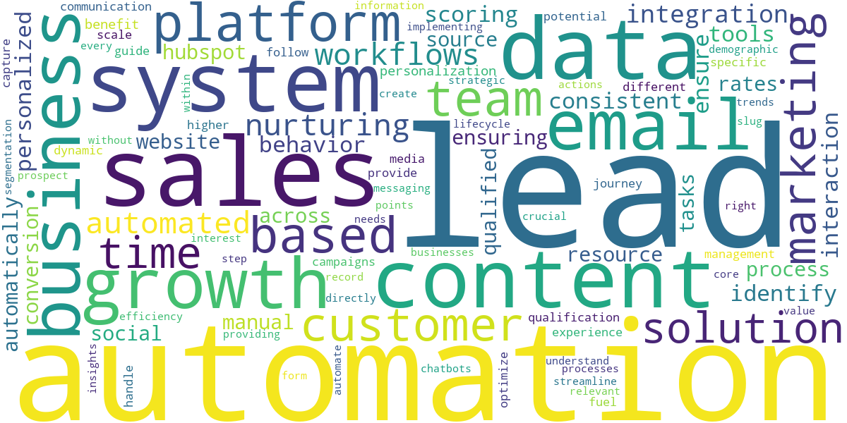 Word cloud for article: Lead Automation Systems: Fueling Business Growth
